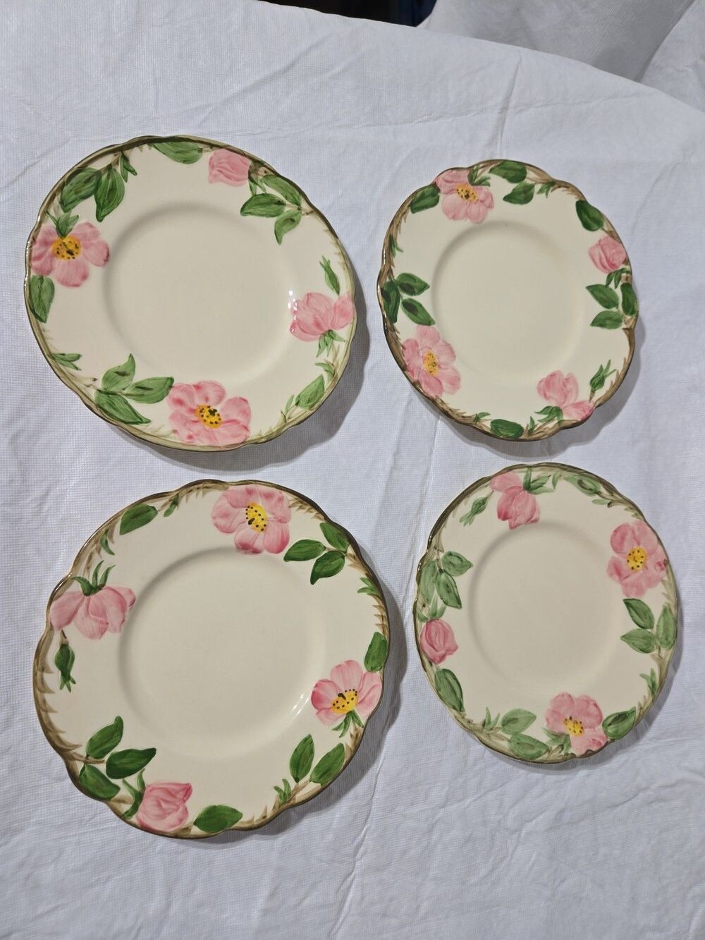Franciscan 50s Desert Rose Scallop Edged 6.25" Bread Plates Lot of 4 Vintage USA